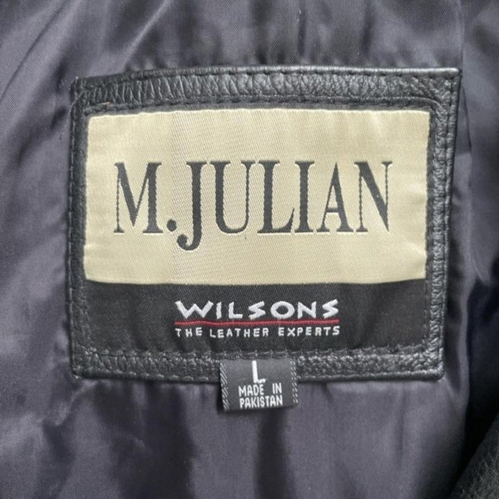 M. Julian Wilsons Mens Black Leather Biker Jacket Large Zip Up Side Buckle L - Picture 4 of 5
